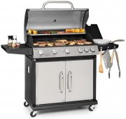 Klarstein Tomahawk Edelstahl Gasgrill mit f&uuml;nf Brennern und einem Seiten-Brenner