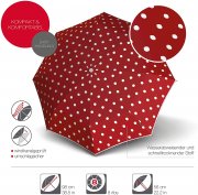 Knirps T.200 Taschenschirm Duomatic DOT Art Rot - inkl. Futteral im Schirmdesign