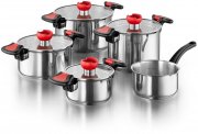 Kopf Induktions Kochtopf-Set Nelo 9-teilig mit intelligenter Abgie&szlig;hilfe & integrierter Siebfunktion
