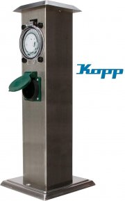 Kopp 2-fach Edelstahl Steckdosens&auml;ule mit Zeitschaltuhr