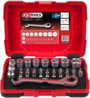 KS Tools 918.3050 1/4" + 11 mm Durchgangs-Steckschl&uuml;ssel- und Bit-Satz 31-teilig
