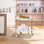 K&uuml;chewagen Servierwagen mit Rollen 2 Etagen Wei&szlig;