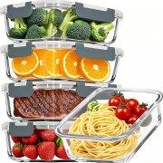 KUMD 5-teiliges Meal-Prep-Boxen Set aus Glas mit Deckel
