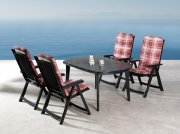 Kunststoff-M&ouml;bel-Set Santiago incl. Auflagen 9-tlg. anthrazit, Auflage Karo rot f&uuml;r 149&euro;