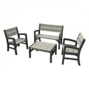 Kunststoff Sitzm&ouml;belset in Holzoptik Grau/Schwarz f&uuml;r nur 87&euro; inkl. Versand
