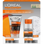 L'Or&eacute;al Men Expert 24H Anti-M&uuml;digkeit Geschenkset f&uuml;r M&auml;nner mit Waschgel und Gesichtscreme