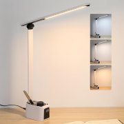 Lampop dimmbare LED Schreibtischlampe mit 5-Farbtemperaturmodi und 2x USB Ladeport