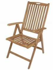 Landwood Furniture Teakholz Klappstuhl Lamun mit 5-Fach verstellbarer R&uuml;ckenlehne