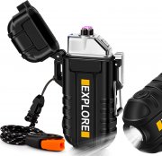 LcFun Elektrisches Outdoor Plasmabogen Feuerzeug mit Taschenlampe