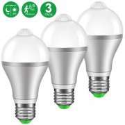 LED Lampen mit Bewegungsmelder E27 9W 6000K Kaltwei&szlig; - 3 St&uuml;ck