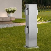 Ledino wetterfeste 4-fach Edelstahl Outdoor-Stroms&auml;ule