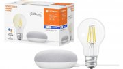 LEDVANCE Starter Kit Smart Home mit Google Home Mini Kreide + E27 Filament Leuchtmittel