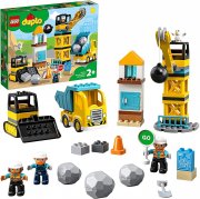 LEGO 10932 DUPLO Baustelle mit Abrissbirne, Bauset mit Spielzeuglastwagen, Kran und Radlader