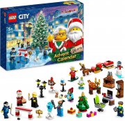 LEGO 60381 City Adventskalender 2023 inkl. Weihnachtsmann- und Rentier-Figuren und Spielmatte