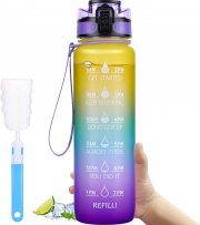 LEHOM Auslaufsichere 1 Liter Trinkflasche BPA-Frei mit Zeitmarkierung