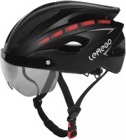 LEMEGO Fahrradhelm mit Abnehmbarem Visier und LED R&uuml;cklicht