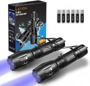 LETION 4 Modi 2 in 1 LED Taschenlampe mit UV Schwarzlicht