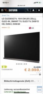  LG65G7V OLED f&uuml;r nur 2999 &euro; inkl. Versand