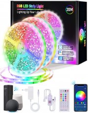 Lijun 20 Meter WiFi RGB LED Strip Steuerbar via App, Fernbedienung, Musik Sync, Alexa und Google