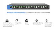 Linksys 16-Port Gigabit PoE Switch (LGS116P) Unmanaged Gigabit-Netzwerk-Switch mit 8 PoE+-Ports