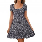 Livonmone Sommerkleid mit Blumenmuster und Puff&auml;rmeln f&uuml;r 22,56&euro;