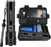 Liyangre Aufladbare 10000 Lumen XHP70 LED Taschenlampe mit 5 Lichtmodi inkl. 5000mAh Akku