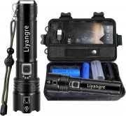 Liyangre Aufladbare 10000 Lumen XHP70 LED Taschenlampe mit 5 Lichtmodi inkl. 5000mAh Akku