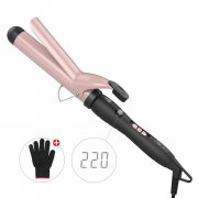 Lockenstab 32mm, Keramik 60 ℃ -220 ℃ Curling Iron mit Handschuh (Rose Gold)
