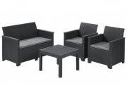 Lounge Set Emma 8-teilig mit 2 Sessel + 2er Sofa + 1 Tisch + 4 Sitzauflagen