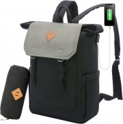 LOVEVOOK Rolltop Rucksack mit Laptop Fach und USB-Ladeanschluss