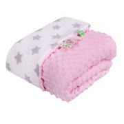 LULANDO Babydecke Minky Sterne wei&szlig;/rosa 80 x 100 cm f&uuml;r 22,94&euro; statt 29,80&euro;