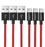 LUORIZ Micro usb Kabel, [3 Pack 2m] Lang Nylon Geflochtenes Android Ladekabel High Speed USB