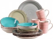 M&Auml;SER 931499 Bel Tempo II 16-teiliges Steingut Vintage Geschirr-Set f&uuml;r 4 Personen