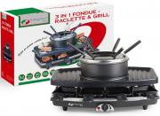 MAGNANI 3 in 1 Raclette, Fondue & Grillplatte Set