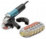 Makita 9558HNRX1 Winkelschleifer 125mm 840W inkl. Schruppscheibe und 5x Trennscheiben