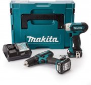 Makita CLX 202 AJ 10,8V-Set mit Akku Schlagbohrschrauber + Schlagschrauber + 2x Akkus + Ladeger&auml;t