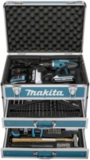 Makita DF457DWEX6 Akkuschrauber 2x 1,3Ah + 102-teiligem Zubeh&ouml;r im Koffer