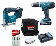 Makita DK18113X1 mit Akku Pendelhub-Stichs&auml;ge + Akku-Schlagbohrschrauber + 2 Akkus + Ladeger&auml;t