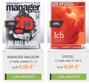 Manager Magazin gratis* oder Spiegel du zahlst nur einmalig den Versand ab 2,95 &euro;! oder