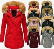 Marikoo Karmaa Damen Winter Jacken mit Kunstfellkragen und gef&uuml;tterter Kapuze