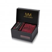 Massi Morino Krawatten-Set (Paisley, Weinrot) mit Einstecktuch & Manschettenkn&ouml;pfen f&uuml;r 22,41&euro;
