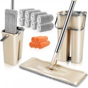 MASTERTOP Flach Mopp Eimer Set mit 8 Mikrofaser Bodenwischer