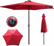 Masthome Sonnenschirm mit Handkurbel und LED-Solar-Beleuchtung