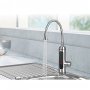 MAXXMEE Warm- & Kaltwasserarmatur Edelstahl 3300W chrom/schwarz inkl. 2 Aufs&auml;tze