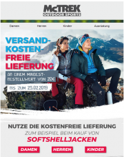 McTREK Outdoor Sports versandkostenfrei ab Einkaufswert von nur 20,- &euro; bis 25.2.19!