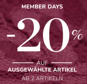 Memberdays mit 20% Rabatt auf das komplette Sortiment ab 2 Artikel bei Hunkem&ouml;ller