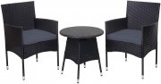 Mendler Poly-Rattan Sitzgarnitur HWC-G27 mit 2x Sessel mit Sitzkissen und 1x Tisch