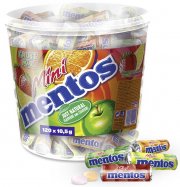 Mentos 1,26 kg Mini Fruit Mix Eimer mit 120 Mini-Rollen Kaubonbons in mehreren Geschmacksrichtungen