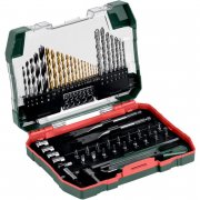 Metabo 55-teiliges Zubeh&ouml;rset mit Bit Box Satz Steckschl&uuml;ssel Bithalter HSS Bohrer Cuttermesser
