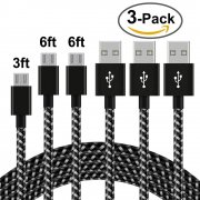 Micro USB Kabel Nylon 2M,Solocil [3 Pack 1M 2M 2M] Lang Nylon Android Ladekabel 2.4A @amazon 